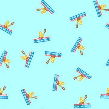 Kayaking spring vector seamless pattern Stock Illustration