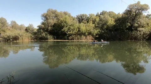 Kayaking on a sunny summer day. Stock Footage 140095034