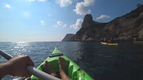 Kayaking in sunny weather Stock Footage 98564785