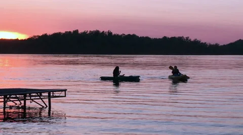 Kayaking at sunset Stock Footage 67021327