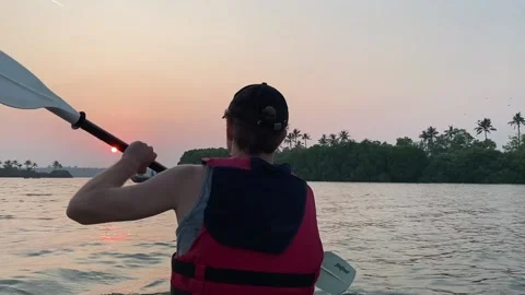 Kayaking sunset Stock Footage 233899607