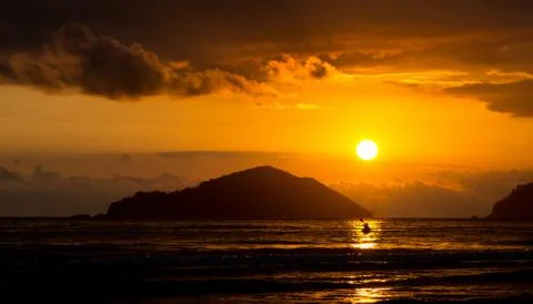 Kayaking at the sunset Stock Photos