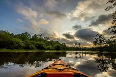 Kayaking at Sunset Stock Photos