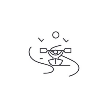 Kayaking vector line icon, sign, illustration on background, editable strokes Stock Illustration