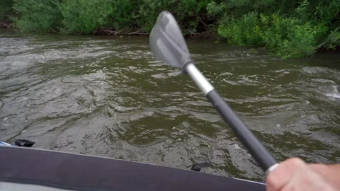 Kayaking view paddling a rough river Vidéo 241538731