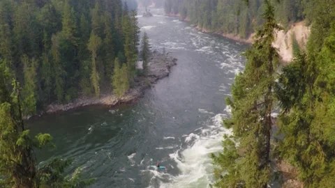 Kayaking on wild Canadian river Stock Footage 236695540