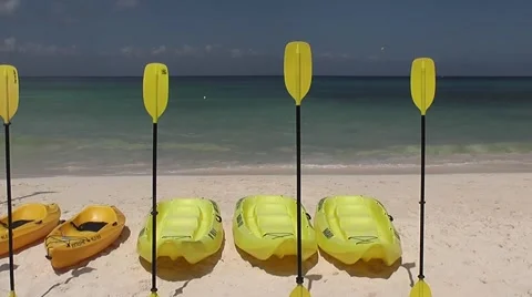 Kayaks And Paddles Stock Footage 2373153