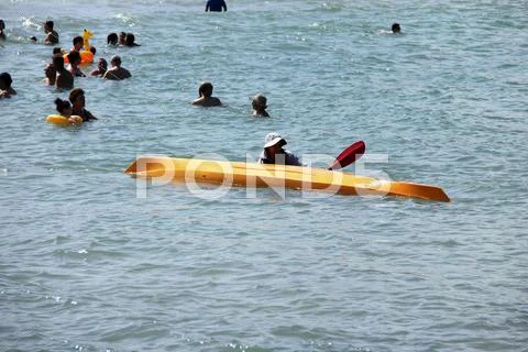 Kayaks on the beach Stock Photos
