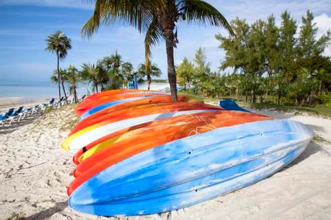 Kayaks on the beach Stock Photos
