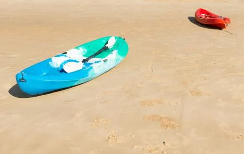 Kayaks on beach Stock Photos