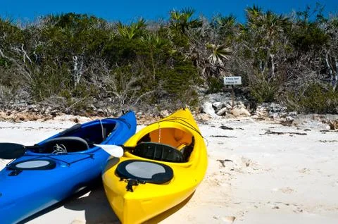 Kayaks on a beach Stock Photos
