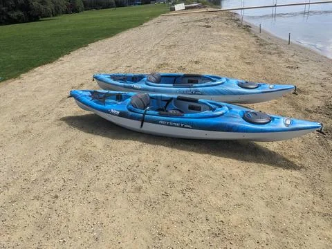 Kayaks On The Beach Fotos de archivo