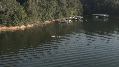 Kayaks on the lake 2 Stock Footage 115212733