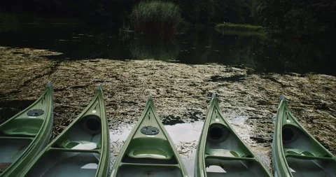 Kayaks on a lake Vídeos de archivo 204986396