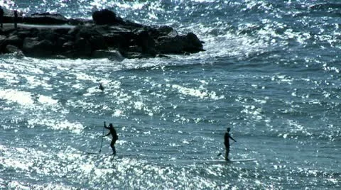 Kayaks in the Ocean Stock Footage 10902386