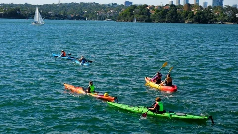 Kayaks slo-mo Stock Footage 108544194