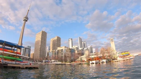Kayaks in Toronto Habourfront Stock Footage 106944536