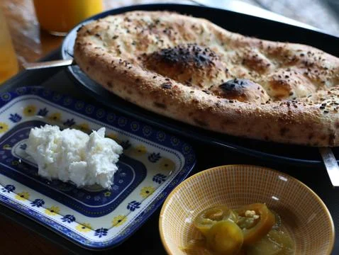 Kaymak dessert with bread Stock Photos