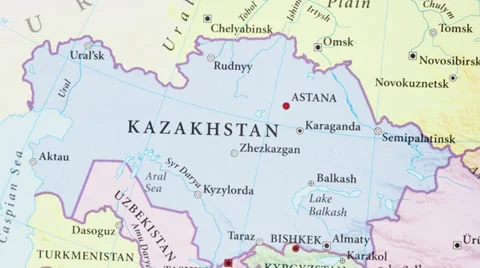 Kazahstan Map Zoom Stock Footage 34428475