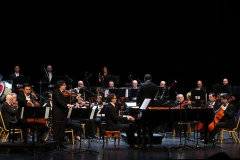 Kazakh Forte Trio performs with Algerian Symphony Orchestra in Algiers, Algeria  Stock Photos