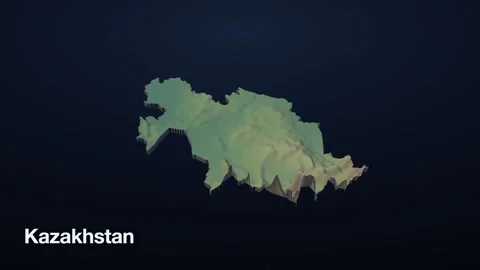 Kazakhstan 3D elevation relief map Vidéo 340608127