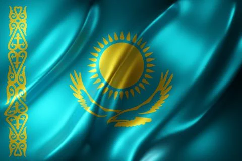 Kazakhstan 3d flag Stock Illustration