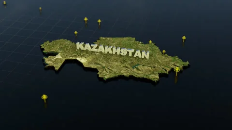 Kazakhstan 3D Map With Animation Stock Footage 307511663