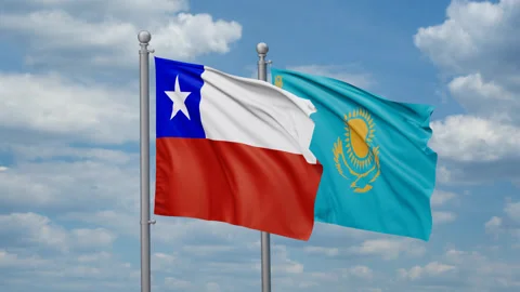 Kazakhstan and Chile two flags Stock Footage 268994422