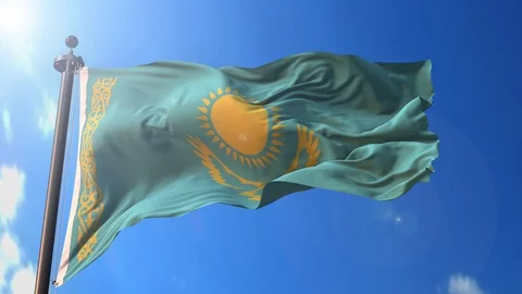 Kazakhstan animated flag pack in 3D and green screen Stock Footage 119932851