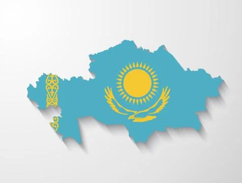 Kazakhstan country map with shadow effect presentation Stock Illustration