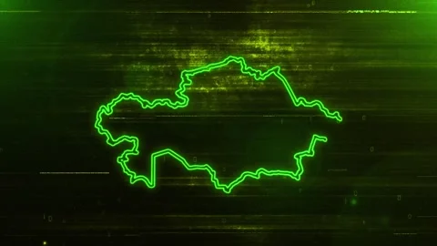Kazakhstan Digital Futuristic Glitch Map Stock Footage 333604582