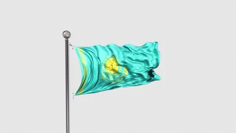 Kazakhstan Flag  Animation Loop Include Alpha 3D Rendering Video stock 283069375