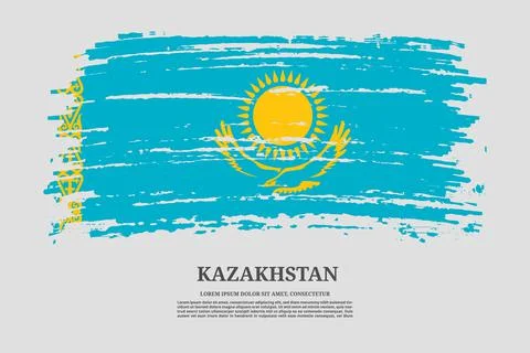 Kazakhstan flag with brush stroke effect and information text poster, vector Stock Illustration