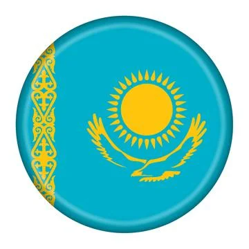 Kazakhstan flag button 3d illustration with clipping path Stock Illustration
