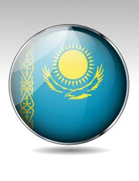Kazakhstan flag button Stock Illustration