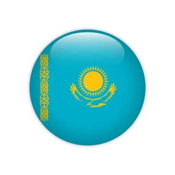 Kazakhstan flag on button Illustrazione stock