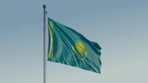 Kazakhstan Flag: Cinematic Loopable Motion with Blue Sky in 4K ProRes 422 HQ Stock Footage 267468289