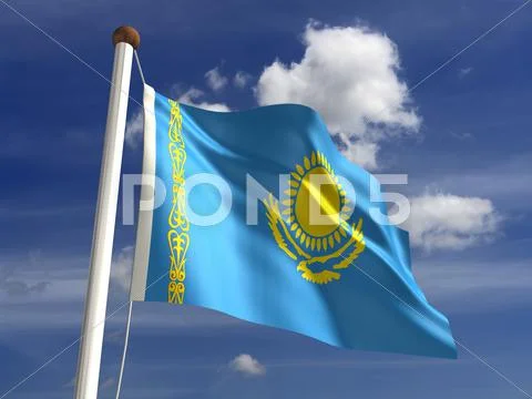 Kazakhstan flag (with clipping path) Stock Illustration