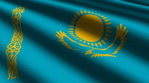 Kazakhstan flag close up Stock Footage 885168