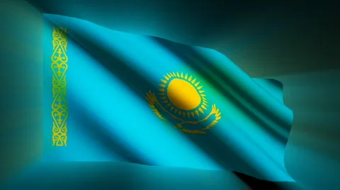 Kazakhstan Flag Stock Footage 874039