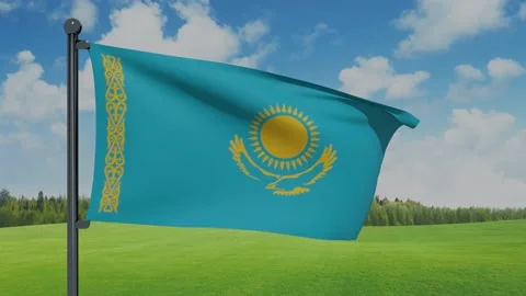 Kazakhstan Flag Stock Footage 153254367