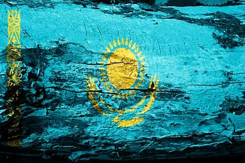 Kazakhstan flag with grunge texture Stock Illustration