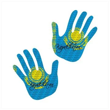 Kazakhstan flag hand vector Stock Illustration