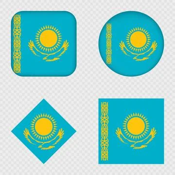 Kazakhstan Flag Icons Pack. Vector illustration. Stock Illustration
