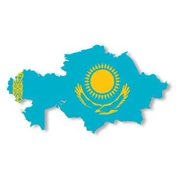 Kazakhstan flag map on white background with clipping path 3d illustration Stock Illustration