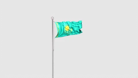 Kazakhstan   Flag Pole  Animation Include Alpha 3D Rendering Stock-Footage 312076650