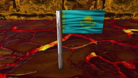 Kazakhstan Flag Post - Upwards Shot Stock-Footage 270538897