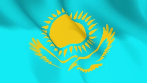 Kazakhstan Flag Seamless Loop 4k 60fps on Sky Background Stock Footage 340351092