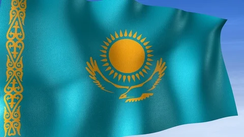 Kazakhstan Flag - Set of 3 Angles with Masks [3WaveSeries] Stock Footage 102775846