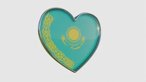 Kazakhstan Flag in the Shape of 3D Heart. Stock Footage 140434908